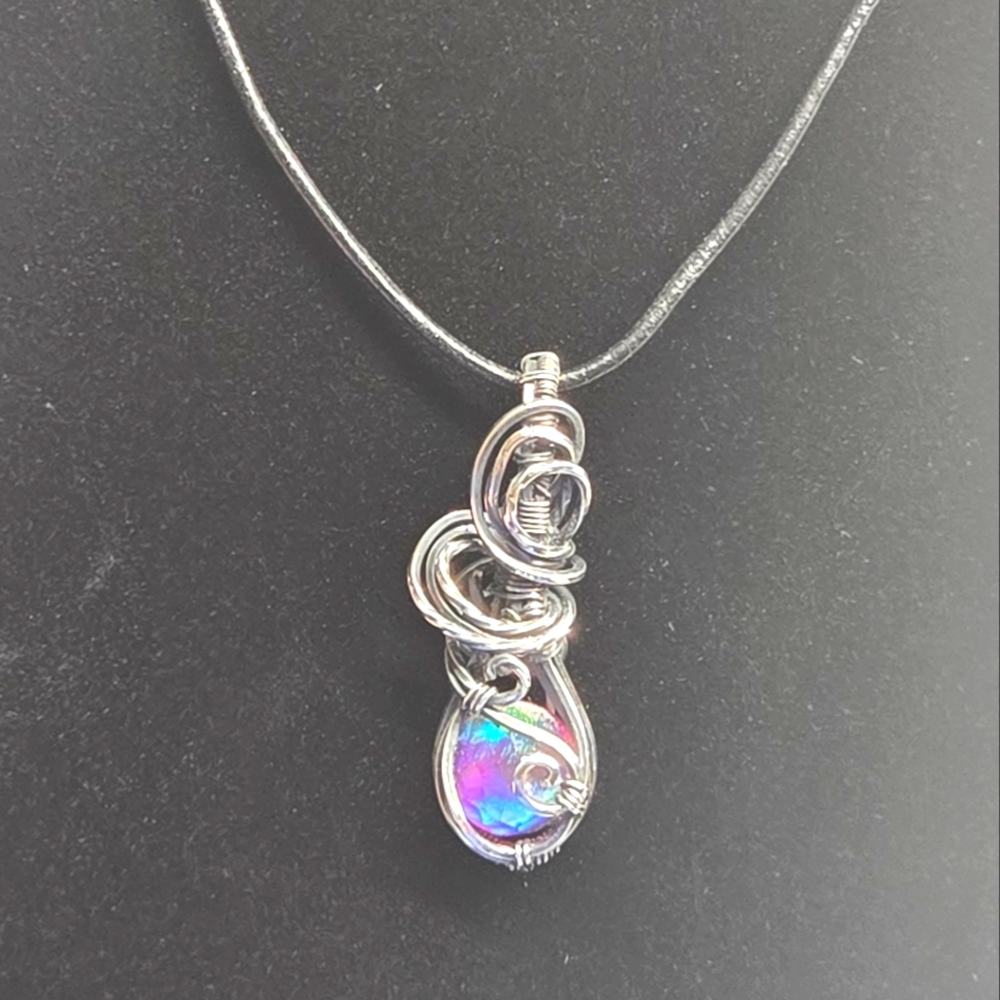 Sterling Silver Aurora Opal Pendant Necklace